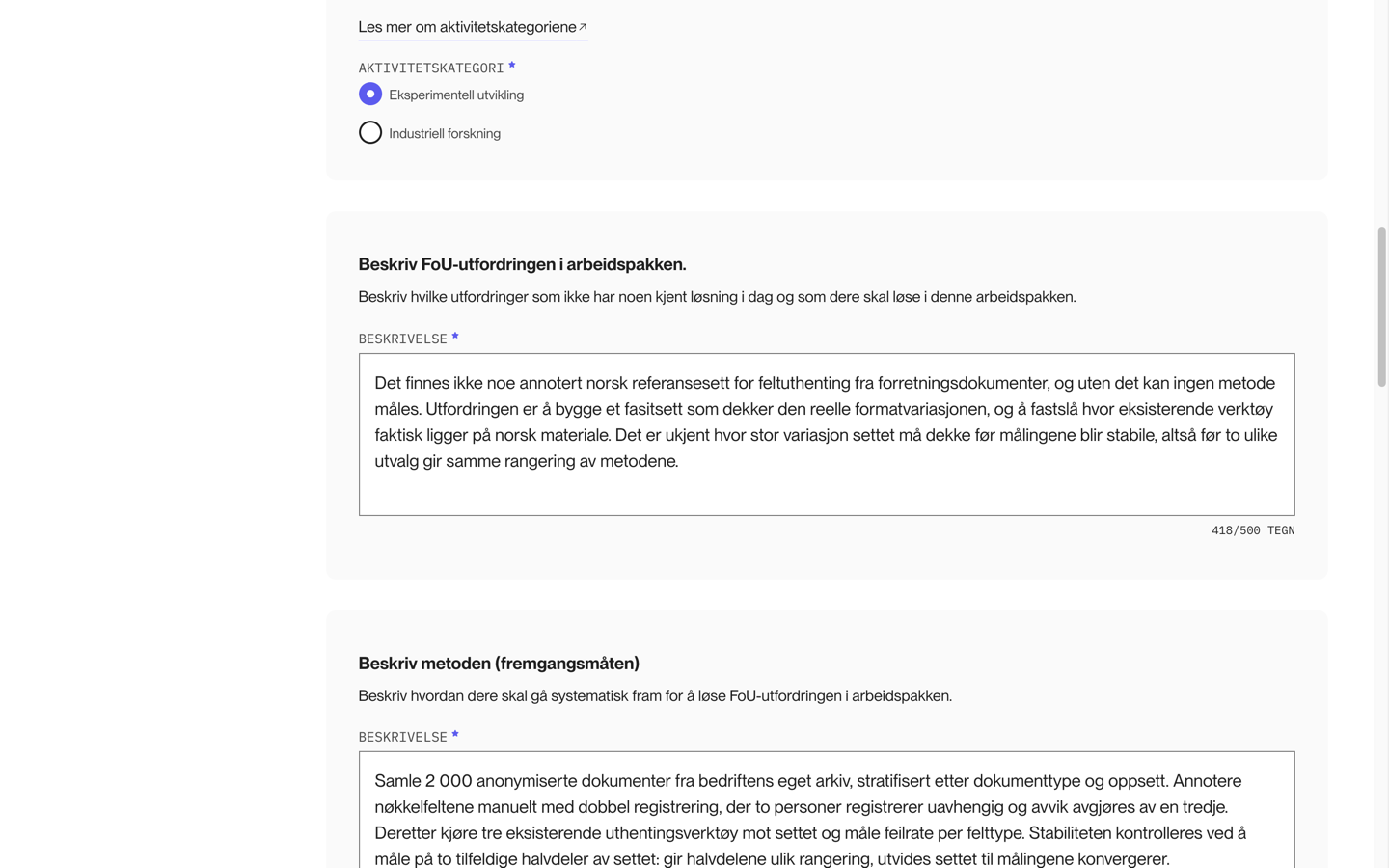 FoU-utfordringen og metoden i arbeidspakken med tegntellere